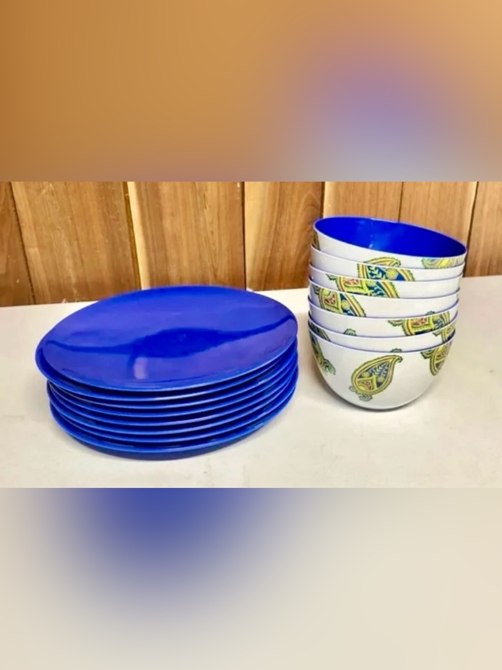 Vintage Home melamine dishes plastic lot of 15 plates & bowls-camping set